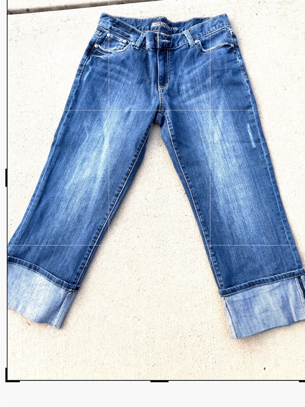 Mossimo Supply Co. Medium Blue Cropped Cuffed Jeans